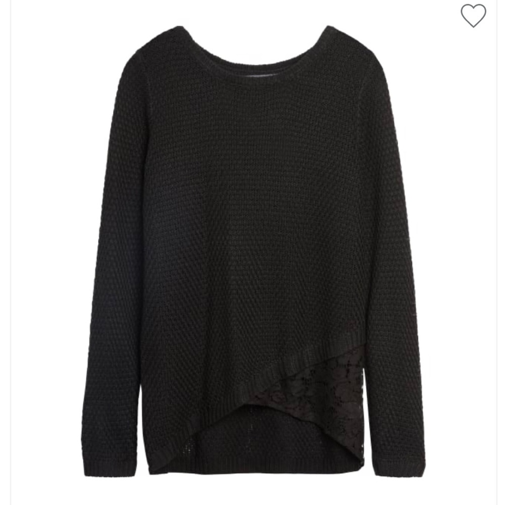 Stitch Fix Lace Asymmetric Hem Sweater Black